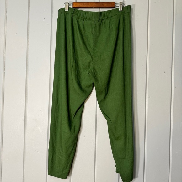 J.Jill Green Linen Pants Stretch Crop Straight Leg Mid Rise Coastal Medium - Picture 6 of 9